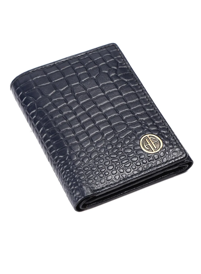 Hammonds Flycatcher  Leather Wallet for Men, RFID Protected Leather Purse for Men, Money Purse for Men, Tri-Fold Wallet, 5 Card Slots, 2 ID Slots, Hidden Pockets, Metal Snap Button, Croc Blue | JLX5  | Best Price UAE
