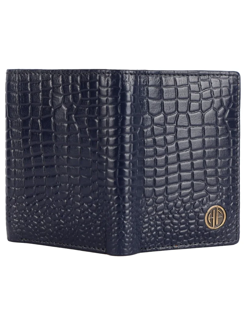 Hammonds Flycatcher  Leather Wallet for Men, RFID Protected Leather Purse for Men, Money Purse for Men, Tri-Fold Wallet, 5 Card Slots, 2 ID Slots, Hidden Pockets, Metal Snap Button, Croc Blue | JLX5  | Best Price UAE
