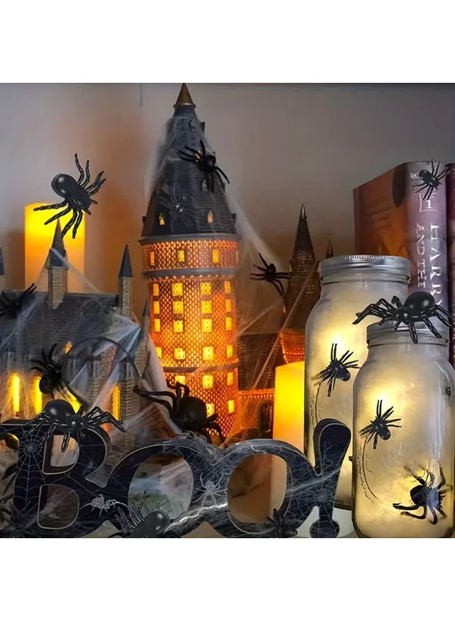 30 Pcs Black Plastic Spider Prop Halloween Christmas Easter Thanksgiving Home Office Party Decor With Detailed Web Design Durable Easy To Use - Image 2