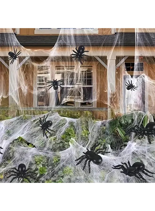 30 Pcs Black Plastic Spider Prop Halloween Christmas Easter Thanksgiving Home Office Party Decor With Detailed Web Design Durable Easy To Use - Image 3