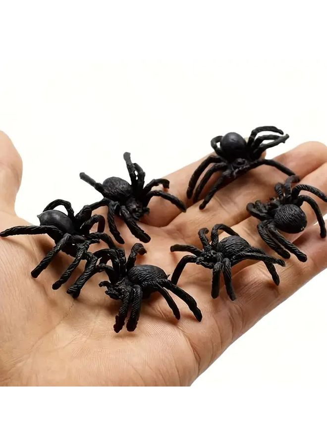 30 Pcs Black Plastic Spider Prop Halloween Christmas Easter Thanksgiving Home Office Party Decor With Detailed Web Design Durable Easy To Use - Image 1
