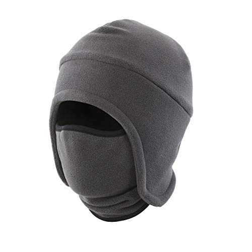 LLmoway Men Winter Skull Cap Windproof Warm Earflaps Hat with Mask 2 in 1 Cycling Hat Dark Grey - Image 5