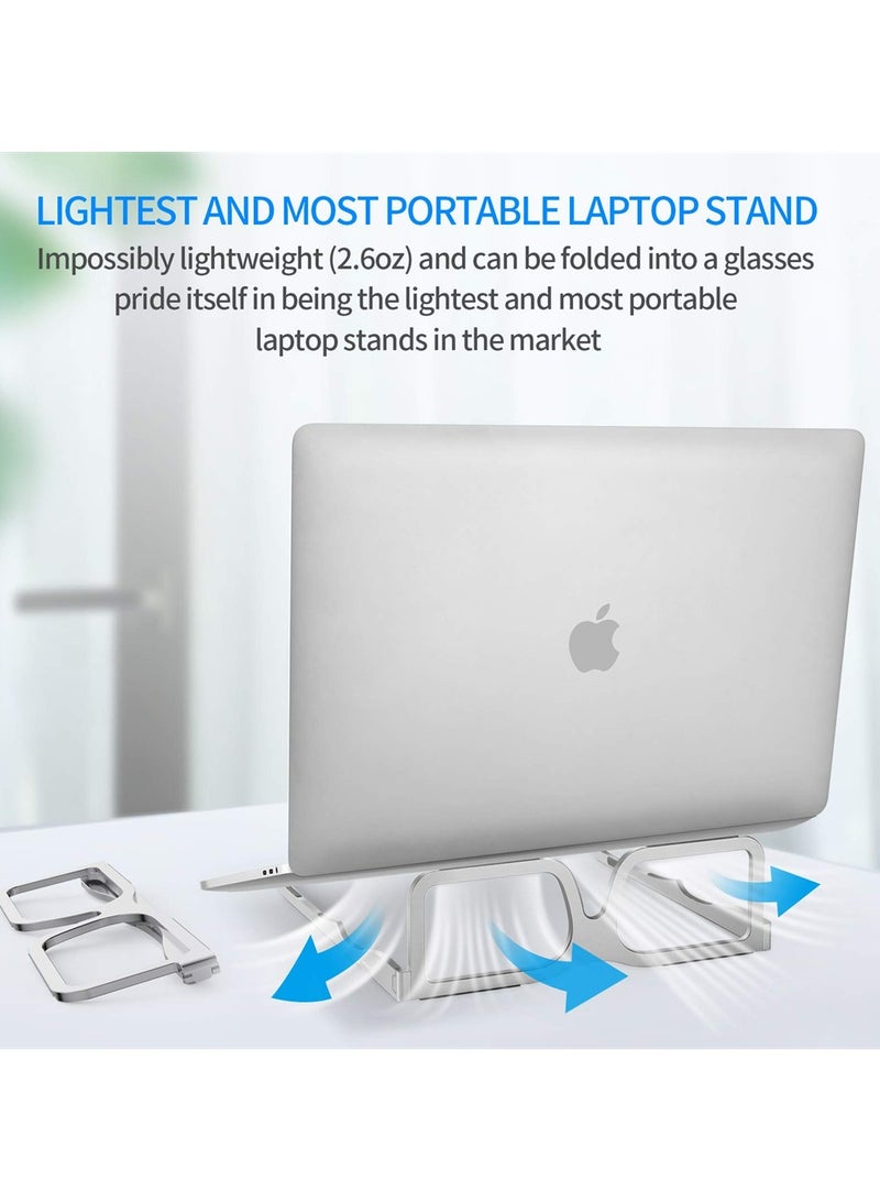 KASTWAVE Foldable Laptop Stand, Laptop Stand Ergonomic for Desk, The Portable Laptop Riser, Aluminum Laptop Stand for Desk, Compatible with Mac MacBook Pro Air, for Surface, and More 10-16 in Computer - Image 5