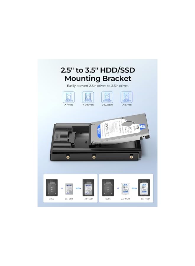 PROMASS promass 2.5 to 3.5 SATA Hard Drive Adapter Mounting Bracket Hard Drive Caddy for 7/9.5/12.5mm 2.5 inch HDD/SSD-D2SS  - Image 2
