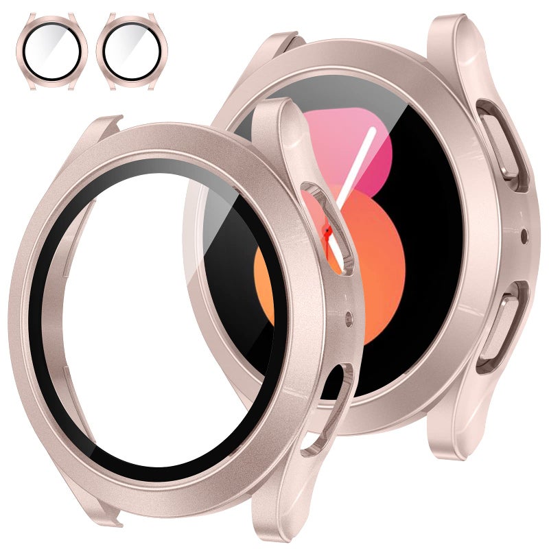 Tensea تينسيا [عبوة 2 لجهاز سامسونج جالاكسي ووتش FE 2024/5 2022/4 2021 واقي شاشة حالة 40 مم ملحقات، غطاء وجه واقي 40 مم، حافة صلبة مع زجاج مقسى مدمج للنساء والرجال - Image 1