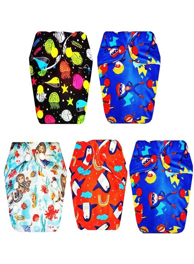 حفاضات قماشية فاخرة من دمبلدو للأطفال حديثي الولادة مع حشوة داخلية (عبوة من 5 قطع) | ملائمة ومريحة | تسمح بمرور الهواء | سريعة الجفاف | مصممة من قبل الأمهات | من 0 إلى 4 أشهر | للجنسين - Image 1