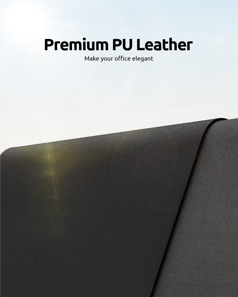 YSAGi Leather Office Desk Pad Protector, Large Mouse Pad, Non-Slip, PU Leather, Laptop Desk Blotter, Waterproof Writing Pad for Office and Home, Black, 23.6" x 13.8" - Image 2