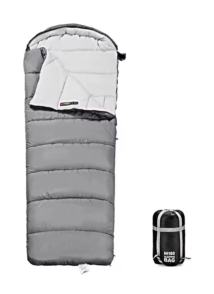 Arabest Washable Cotton Sleeping Bag 24.8-53.6°F Lightweight Sleeping Bag for Adults 3 Season Warm & Cool Weather Waterproof Sleeping Bag for Camping Traveling Outdoors （Grey）  - Image 1