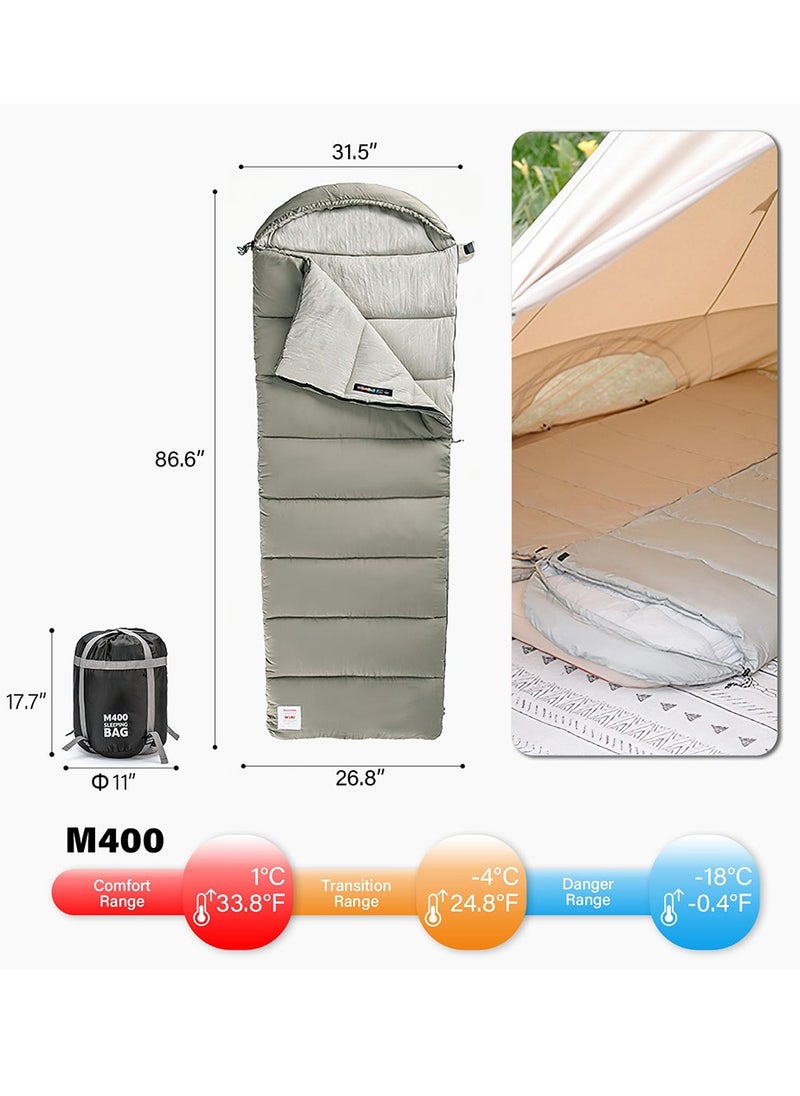 Arabest Washable Cotton Sleeping Bag 24.8-53.6°F Lightweight Sleeping Bag for Adults 3 Season Warm & Cool Weather Waterproof Sleeping Bag for Camping Traveling Outdoors （Grey）  - Image 2