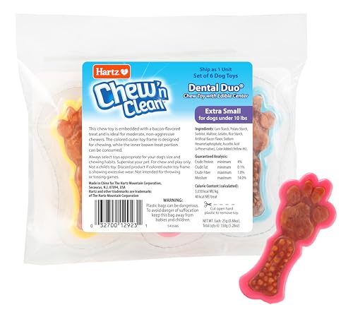 Hartz Chew n Clean Dental Duo Dog Treat Chew Toy Color Varies Extra Small 6 Count - Image 1