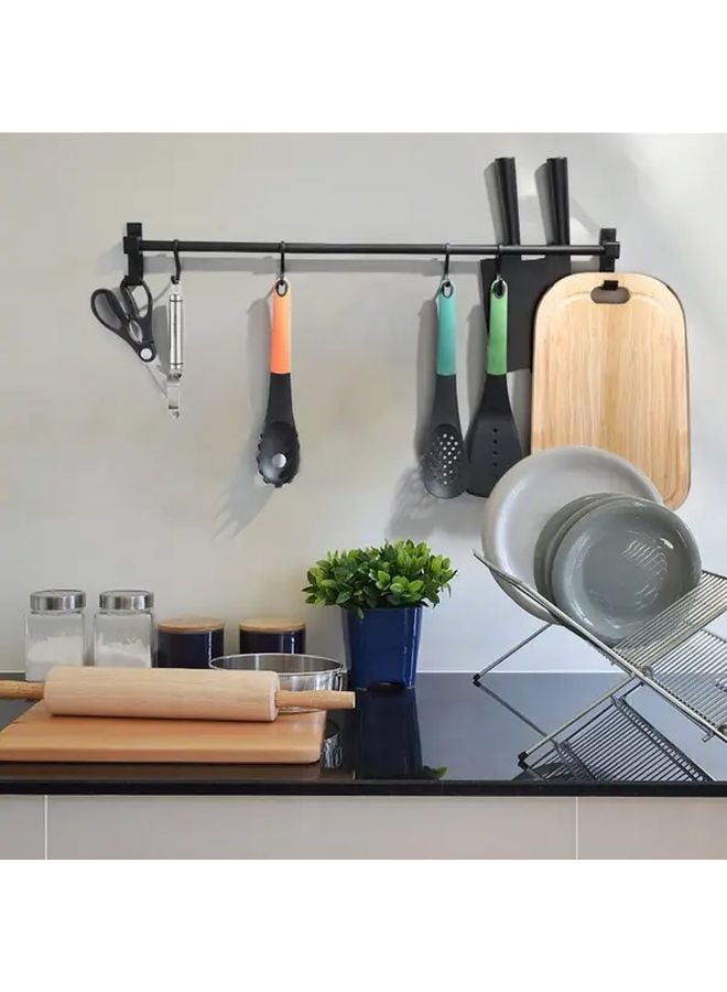 19 69 بوصة رف تخزين ثقيل مثبت على الحائط من الألومنيوم منظم المطبخ خطاطيف قابلة للتعديل - Image 3