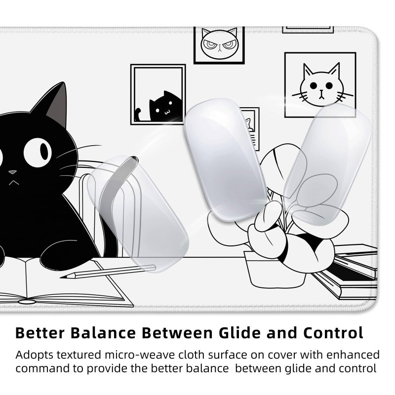 FLY SPRAY Gaming Mouse Pad for Computer,Large Mouse Pads for Desk Keyboard, Black Anime Cat Desk Mat Laptop,Cute XXL Waterproof Keyboard Pad,Extended Big Non-Slip Rubber Mousepad (Black Cat) - Image 3