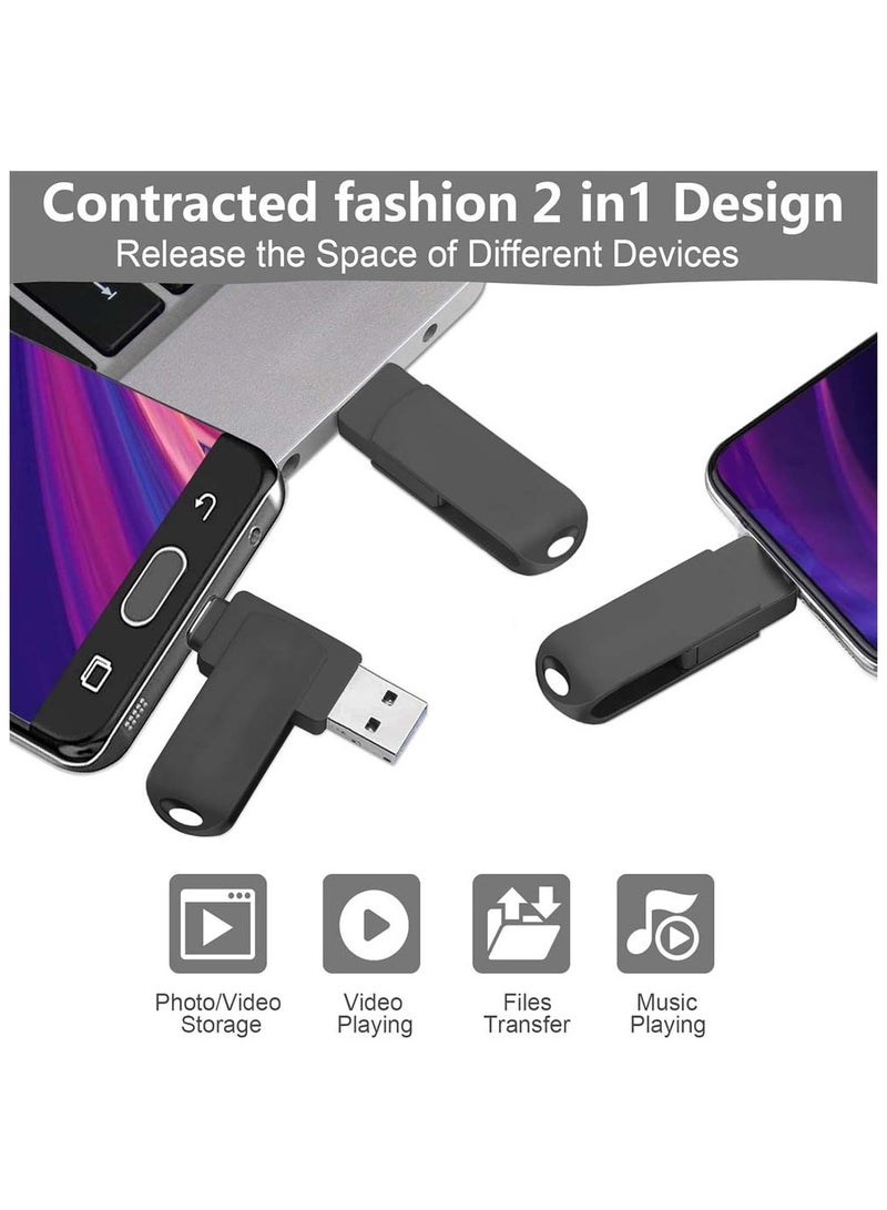 دوداو فلاشة Dudao بسعة 32 جيجابايت USB-C – سرعة عالية 170 ميجابايت/ثانية، فلاش متعدد المنافذ متوافق مع هواتف أندرويد والأجهزة اللوحية وأجهزة الكمبيوتر (أسود) - Image 3