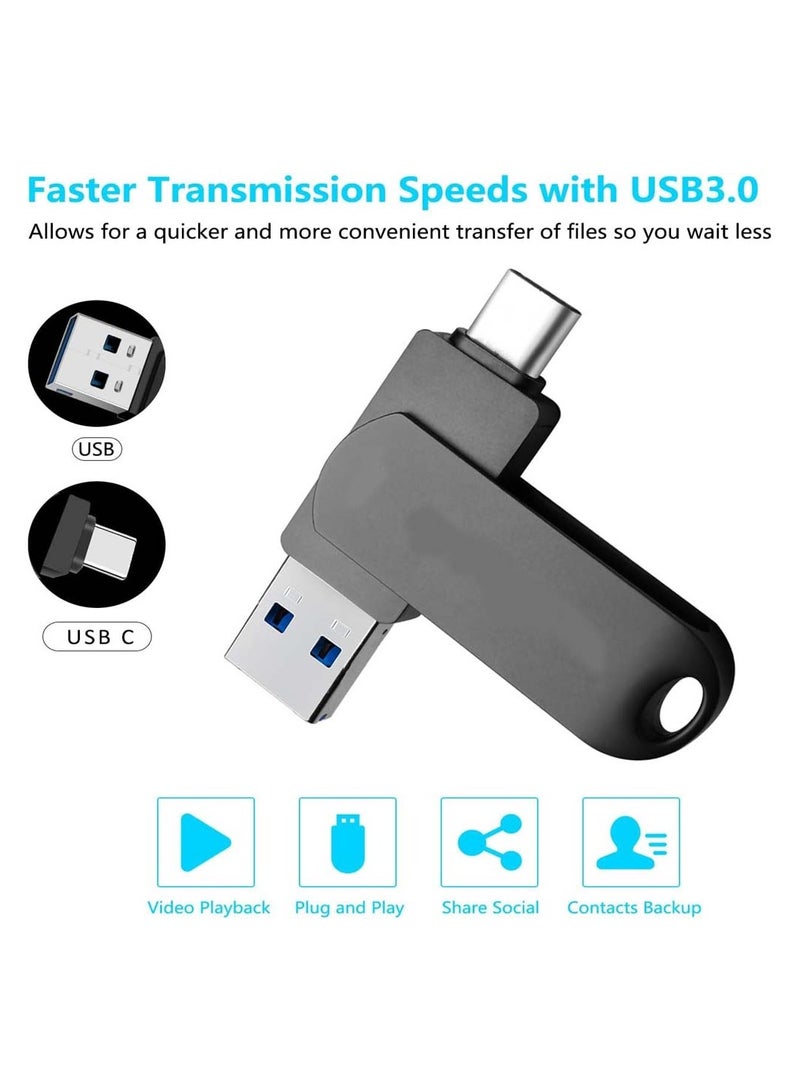 دوداو فلاشة Dudao بسعة 32 جيجابايت USB-C – سرعة عالية 170 ميجابايت/ثانية، فلاش متعدد المنافذ متوافق مع هواتف أندرويد والأجهزة اللوحية وأجهزة الكمبيوتر (أسود) - Image 4