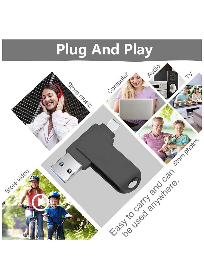 دوداو فلاشة Dudao بسعة 32 جيجابايت USB-C – سرعة عالية 170 ميجابايت/ثانية، فلاش متعدد المنافذ متوافق مع هواتف أندرويد والأجهزة اللوحية وأجهزة الكمبيوتر (أسود) - Image 5