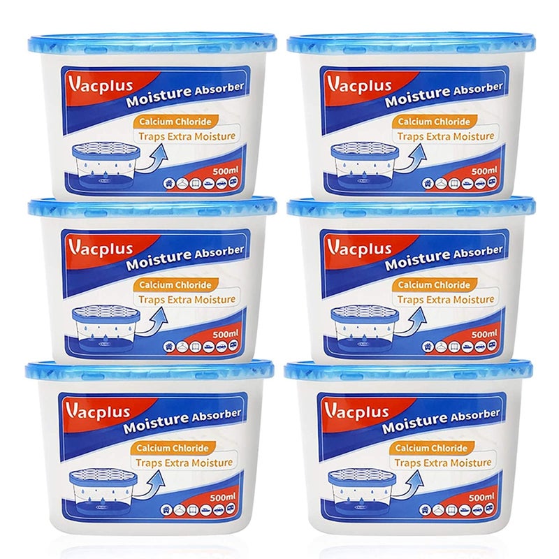 Vacplus Moisture Absorbers 6 Pack 105 Oz Portable Humidity Absorber Boxes for Your Bathroom Closet  Car Dehumidifier with Fragrance Free Navy Blue