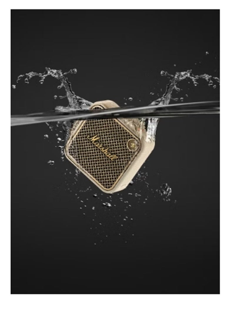 Marshal Willen Bluetooth Speaker, Wireless, 15+ Hours Playtime, Water-Resistent, Cream CreamQuick Charge, Stackable - Brass And  Cream - Image 3