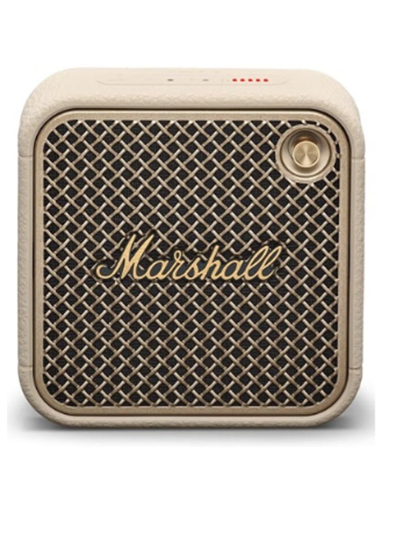 Marshal Willen Bluetooth Speaker, Wireless, 15+ Hours Playtime, Water-Resistent, Cream CreamQuick Charge, Stackable - Brass And  Cream - Image 1