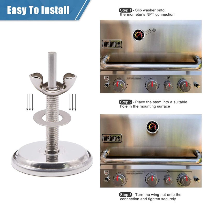 Criditpid Grill Thermometer Smoker Temperature Gauge Charcoal Grill Pit Smoker Thermometer Heat Indicator for Meat Cooking Beef Pork Lamb, 2 3/8Inch Grill Temperature Gauge with Fahrenheit - Image 5