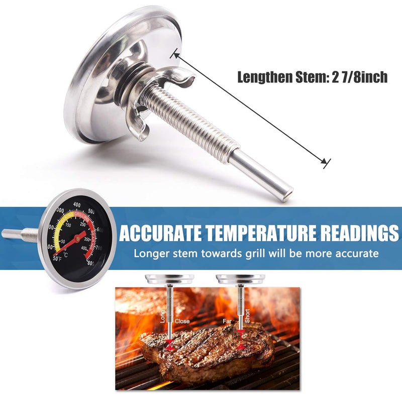 Criditpid Grill Thermometer Smoker Temperature Gauge Charcoal Grill Pit Smoker Thermometer Heat Indicator for Meat Cooking Beef Pork Lamb, 2 3/8Inch Grill Temperature Gauge with Fahrenheit - Image 3