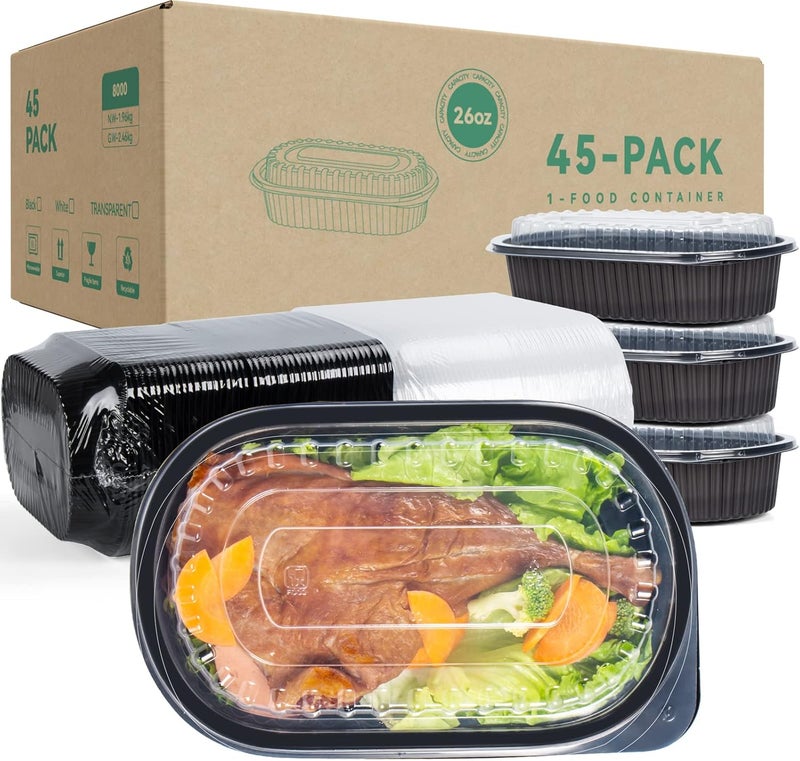 YANGRUI Take Out Containers, Clean Package 45 Pack Reusable Machine Washable Extra Thick BPA Free Meal Prep Container Microwave Freezer Safe Leak Proof To Go Containers - Image 1