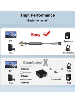 Captaintech AV300 Digital to Analog Audio Conversion Cable, Digital SPDIF/Optical & Coaxial to Analog L/R RCA & 3.5mm AUX Stereo Audio Cable for Xbox/ for PS4/ for PS5/ TV/ Home Stereo (3M)  - Image 4