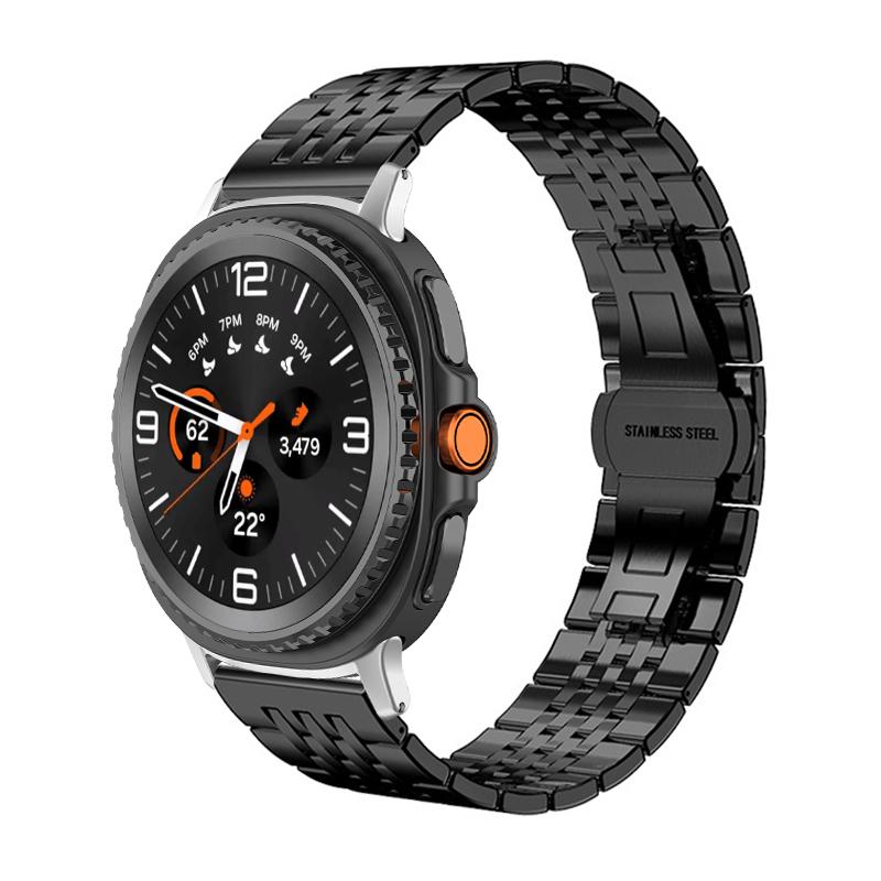 إيروريكس سوار ساعة سامسونج جالاكسي الترا / الترا 2025 من الفولاذ المقاوم للصدأ بسبع حبات (أسود) - Image 1