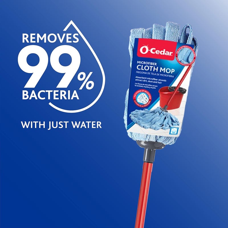 o cedar O-Cedar Microfiber Cloth Mop with Metal Handle - Blue and Red - Image 2