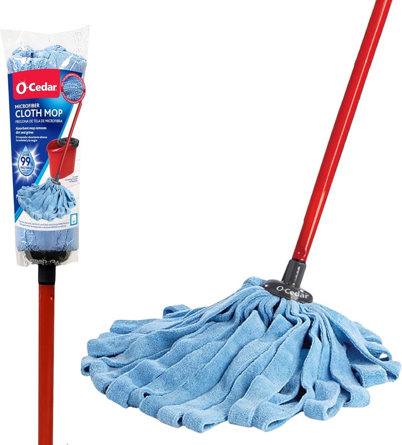 o cedar O-Cedar Microfiber Cloth Mop with Metal Handle - Blue and Red - Image 1