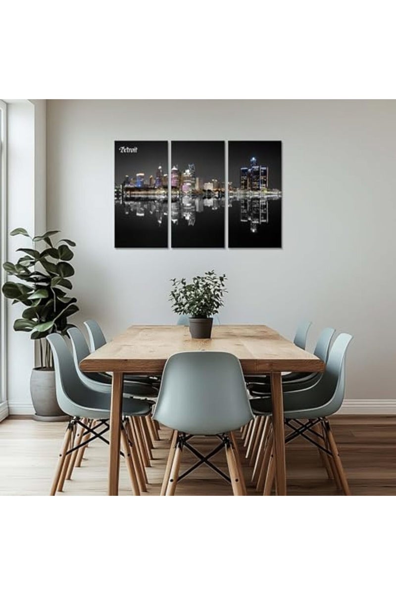 Artbrush Tower Detroit City Wall Art Michigan Skyline Canvas Print - Image 2