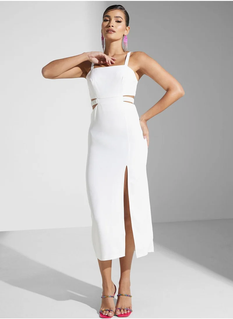 Golden Apple Square Neck Side Slit Dress