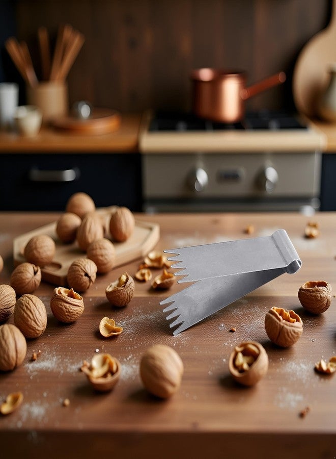 WsjiaboFux Silver Stainless Steel Walnut Clip Baking Bread Dessert Pastry Decoration Peanut Engraving Mold Cake Bun Decorating Tool Stainless Steel Walnut Clip，Bakeware - Image 5