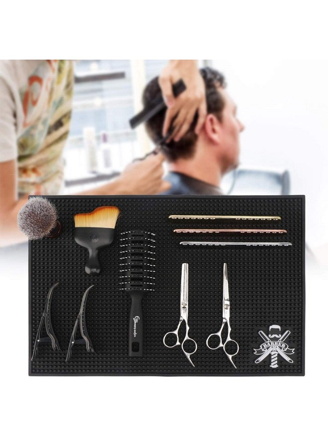سيج بيوتي سجادة حلاقة لقص الشعر، Segbeauty 11.8 × 17.5 بوصة سجادة حلاقة مطاطية مرنة مضادة للانزلاق لمحطات مقص أدوات الصالون سجادة حماية سطح الطاولة لخدمة البار سجادة حوض غسيل وسادة محطة صالون التجميل - Image 2