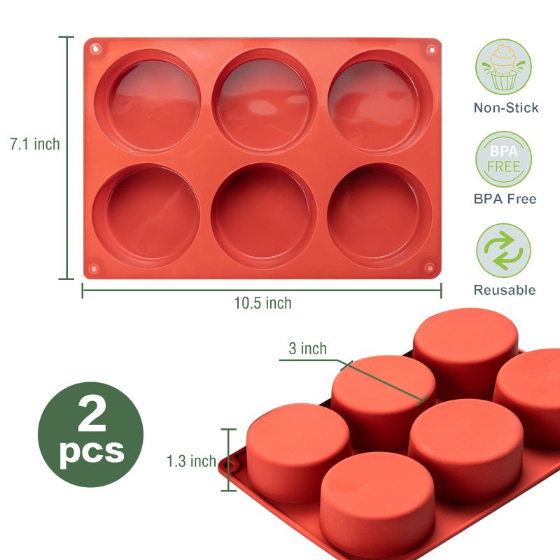 Dootafy Silicone Egg Molds Frittata Pan  2 Pack Starbuc Egg Bites Molds Deep 3 Inch Dash Silicone Egg Cups Sous Vide Egg Mold Round Rolls Molds For Egg Breakfast Sandwiches Omelets Dinner Rolls Baking - Image 4