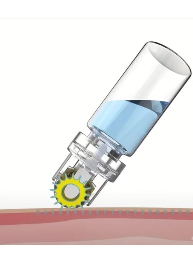 Hydra Roller 64 Microneedle Derma Roller for Face - 0.25mm Titanium Gold-Plated Needles - 10ml Serum Applicator Bottle for Skin Rejuvenation, Brightening & Anti-Aging - Home Microneedling Tool - Image 2