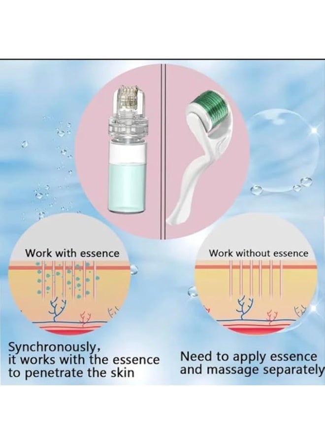 Hydra Roller 64 Microneedle Derma Roller for Face - 0.25mm Titanium Gold-Plated Needles - 10ml Serum Applicator Bottle for Skin Rejuvenation, Brightening & Anti-Aging - Home Microneedling Tool - Image 3