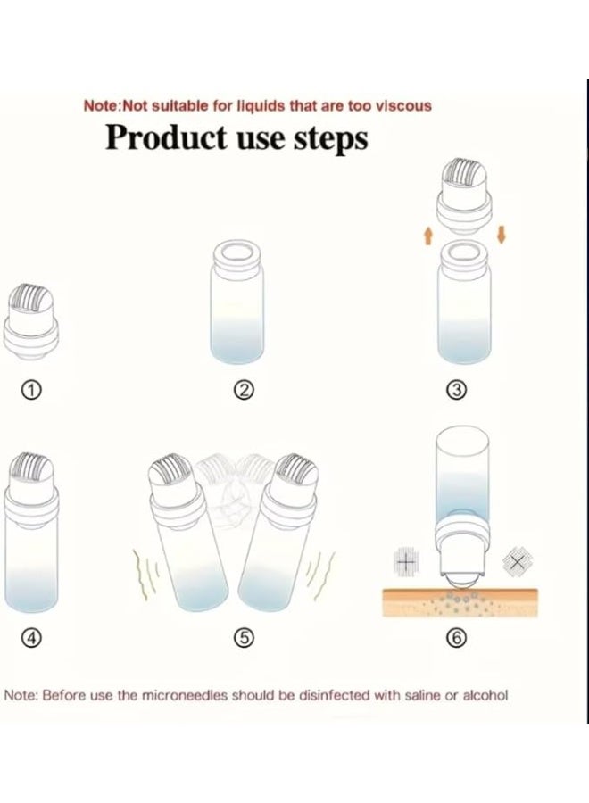 Hydra Roller 64 Microneedle Derma Roller for Face - 0.25mm Titanium Gold-Plated Needles - 10ml Serum Applicator Bottle for Skin Rejuvenation, Brightening & Anti-Aging - Home Microneedling Tool - Image 5