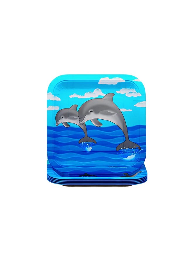 Blue Orchards - Dolphin Party Supplies Packs (100 Pieces For 16 Guests) Dolphin Party Supplies Ocean Themed Party Decorations Under The Sea Party Dolphin Party Underwater Party Blue Orchards - Image 1