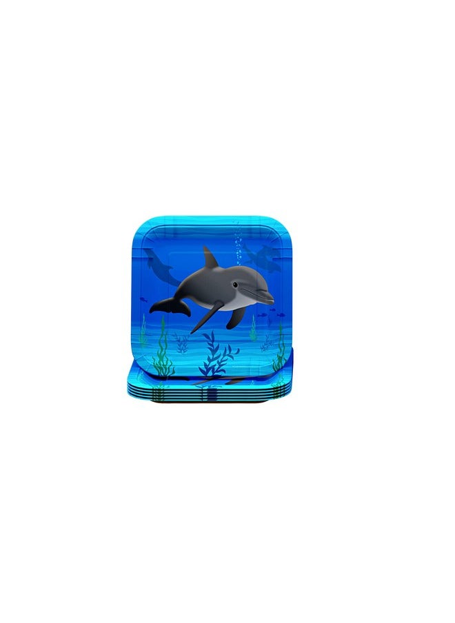 Blue Orchards - Dolphin Party Supplies Packs (100 Pieces For 16 Guests) Dolphin Party Supplies Ocean Themed Party Decorations Under The Sea Party Dolphin Party Underwater Party Blue Orchards - Image 1
