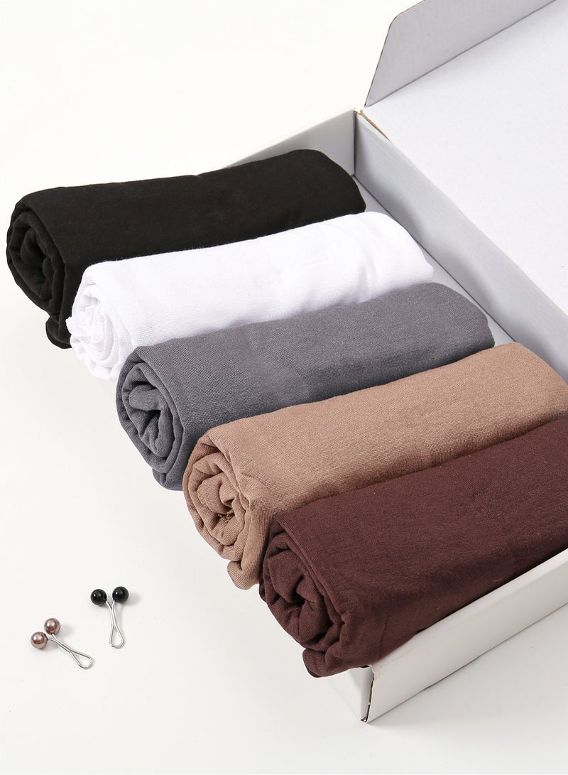 5PCS النساء جيرسي الحجاب الأوشال الموضة طويلة عادية المسلمين رأس الأوشال لف الأوشال، مجموعة صندوق الهدايا - Image 2