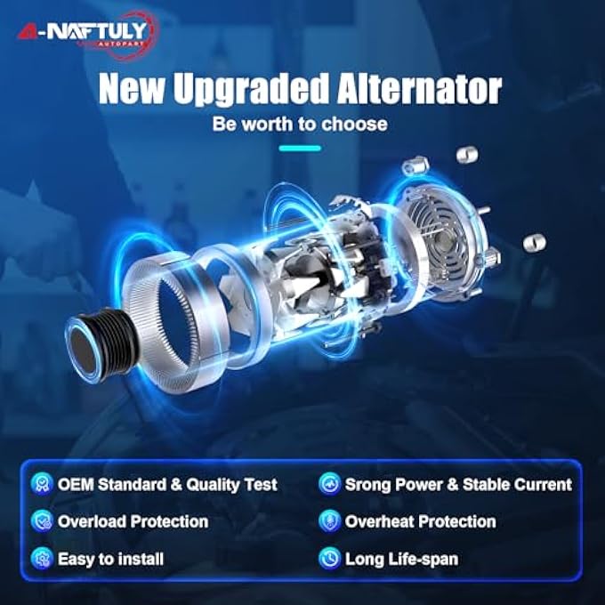 A-NAFTULY Alternator Replacement for Chevy Suburban Tahoe Blazer Astro C1500 C2500 C3500 GMC Isuzu Cadillac Escalade 4.3L 5.0L 5.7L 7.4L 96 97 98 99 00 01 02, High Output Alternator ADR0089, 40012098 - Image 4