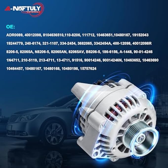 A-NAFTULY Alternator Replacement for Chevy Suburban Tahoe Blazer Astro C1500 C2500 C3500 GMC Isuzu Cadillac Escalade 4.3L 5.0L 5.7L 7.4L 96 97 98 99 00 01 02, High Output Alternator ADR0089, 40012098 - Image 3