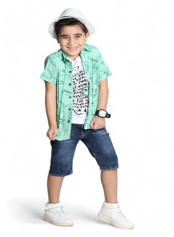 تشويس طقم للأولاد (قميص رسمي وتي شيرت بدون أكمام) (عمر 3 سنوات) - إصدار 2024 - خامات لطيفة وألوان زاهية لمظهر أنيق ومريح, الآن حصريا فى 🌈 تشويس - Image 1