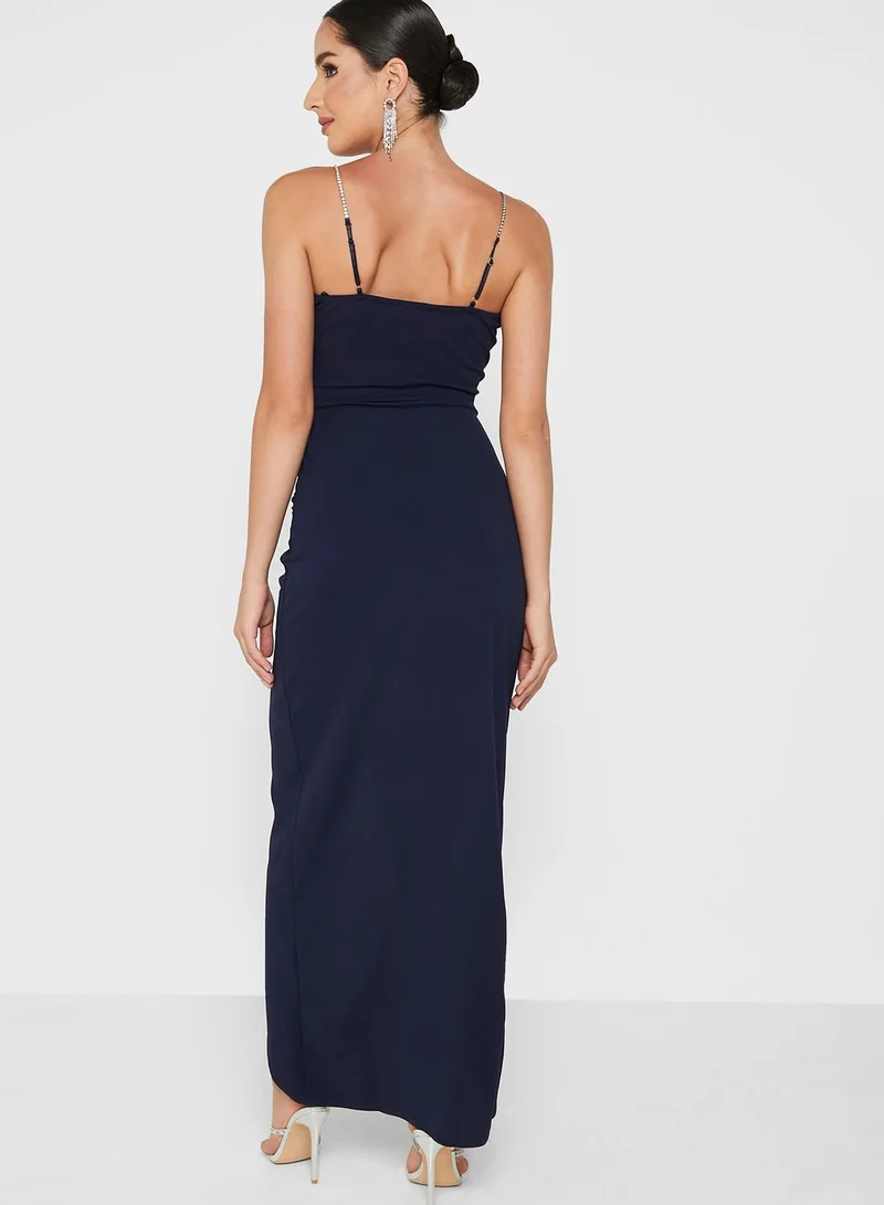 QUIZ Strappy Knitted Wrap Dress