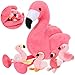 Skylety 18 Inches Flamingo Stuffed Animal with 4 Babies Plush Toys Inside Zippered Tummy Pink Mommy Flamingo Toy Stuffed Animals for Birthday Party Gifts Decoration - Image 3