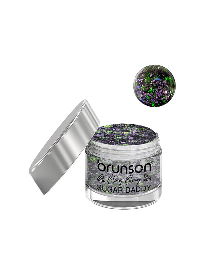 brunson Acrylic Colour Powder For Nail Art Acrylic Nail Powder DIP And Buff System, Sugar Daddy Glittered 30ml BLE04