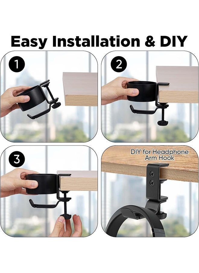 Hihonor Desktop Cup Holder,Spill Resistant Cup Holder Clip,2 in 1 Desktop Cup Holder,Clip-On Cup Holder,Easy Installation,Suitable for Water Bottle/Backpack/Cups  - Image 4