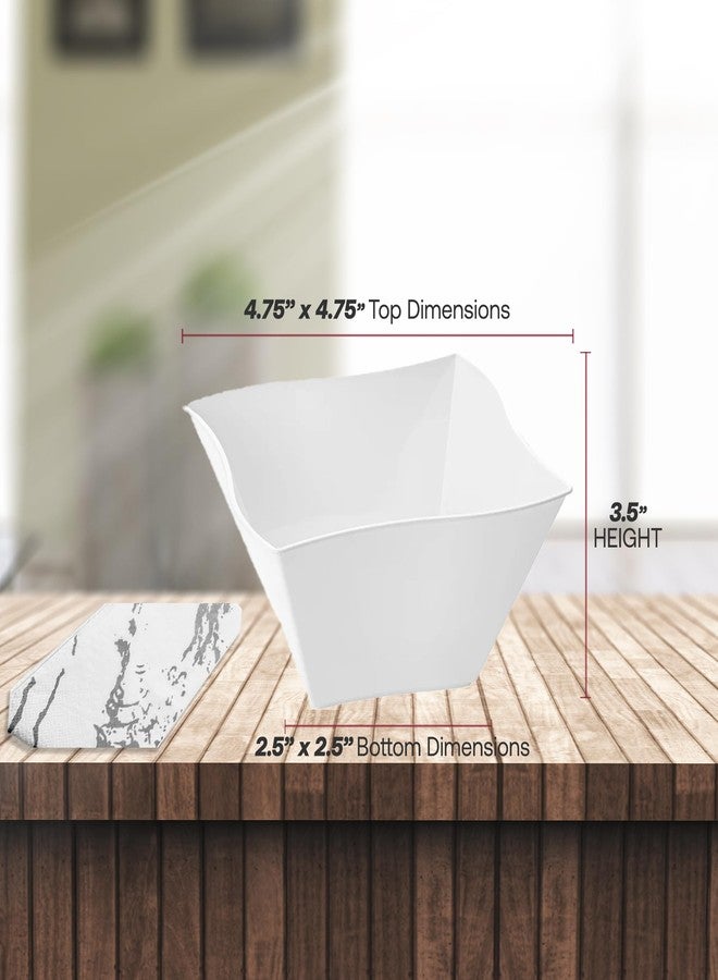 Smarty Had A Party 120 Elegant Disposable Plastic Bowls, 14 oz Fancy Wave White Soup Dishes, Heavy Duty Tableware for Hot Soup, Salad, Dessert, and Events - Image 3
