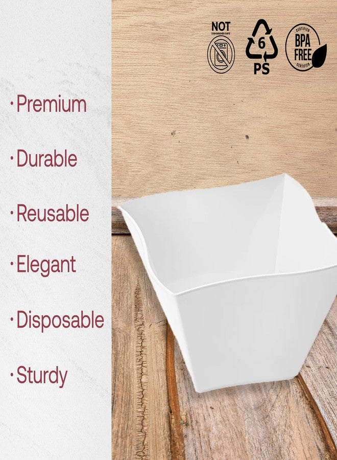 Smarty Had A Party 120 Elegant Disposable Plastic Bowls, 14 oz Fancy Wave White Soup Dishes, Heavy Duty Tableware for Hot Soup, Salad, Dessert, and Events - Image 2