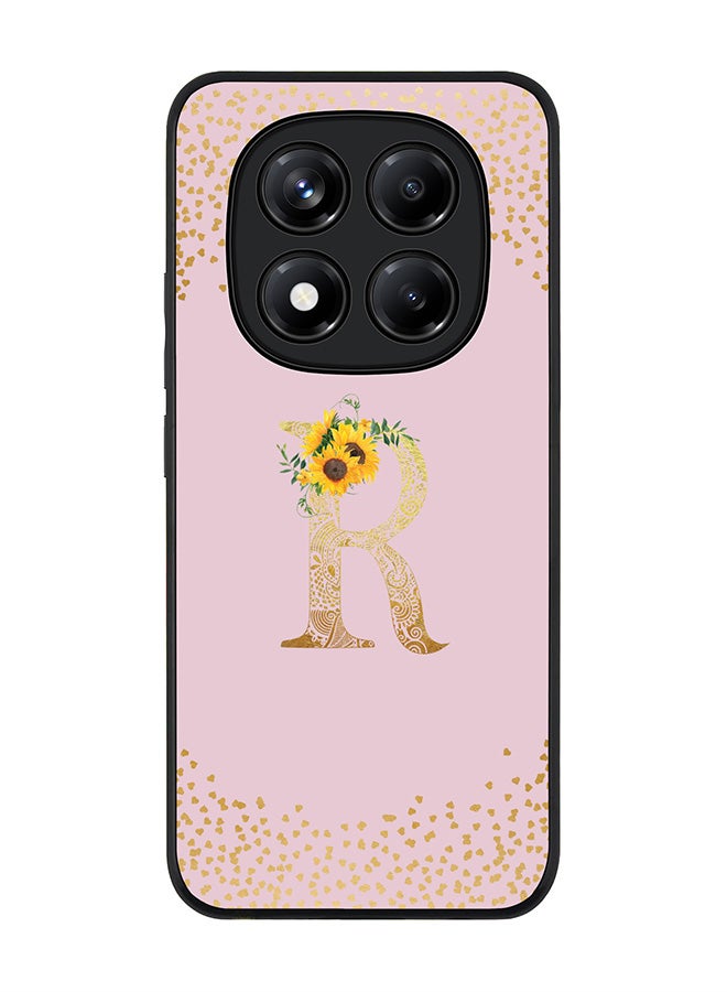 Stylizedd For Xiaomi Redmi Note 14 Pro 5G / X7 5G Case,Slim fit Camera Protection, Shockproof Thin Phone cover  - Custom Floral Monogram - R  (Pink ) - Image 1